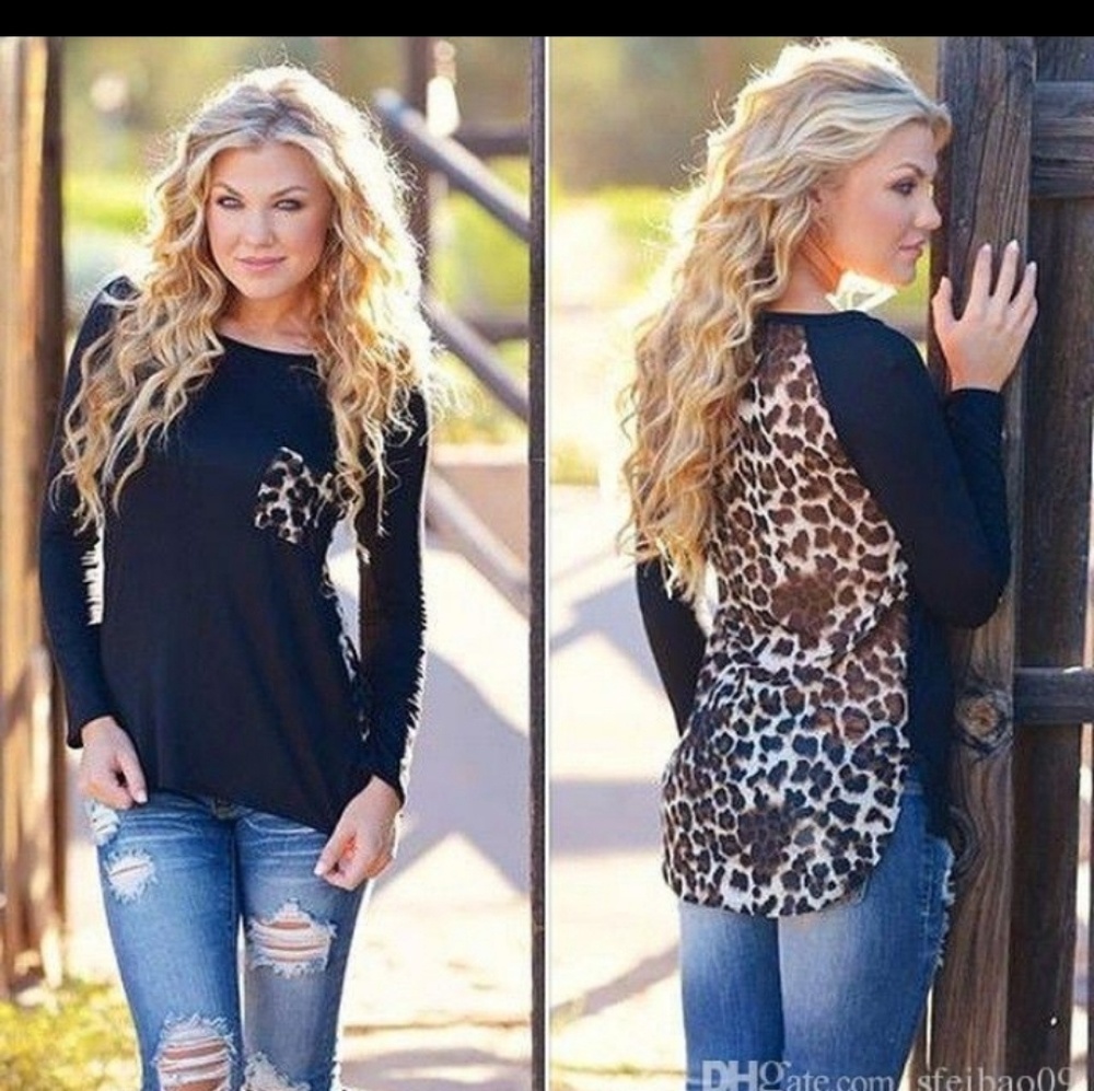 Leopard print o neck T shirt